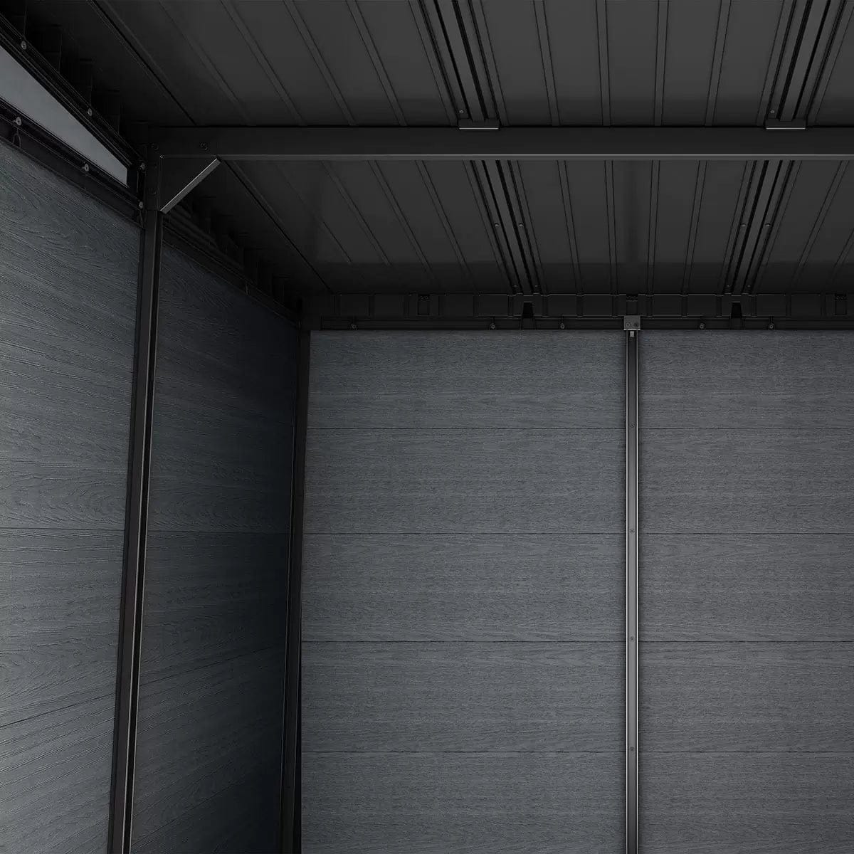 Keter 11’x7.5′ Newton Plus Side Entry Plastic Shed – Dark Grey - Image 4