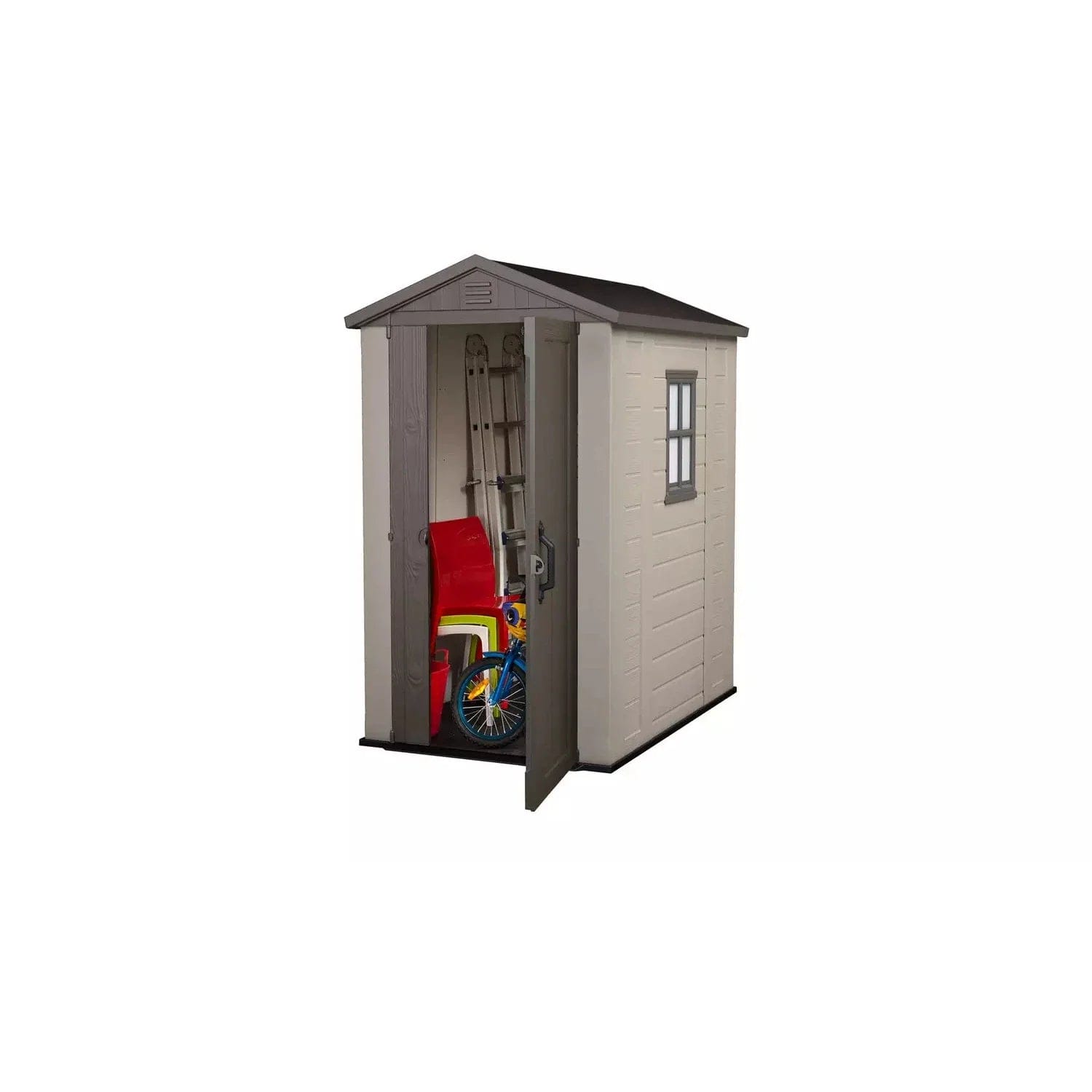 Keter 4’x6′ Factor Heavy Duty Plastic Garden Shed – Beige - Image 8
