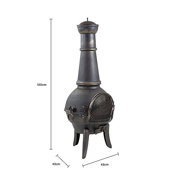 Bentley 120cm Extra-Large Open Bowl Mesh Cast Iron Patio Chiminea Heater Black - Image 9